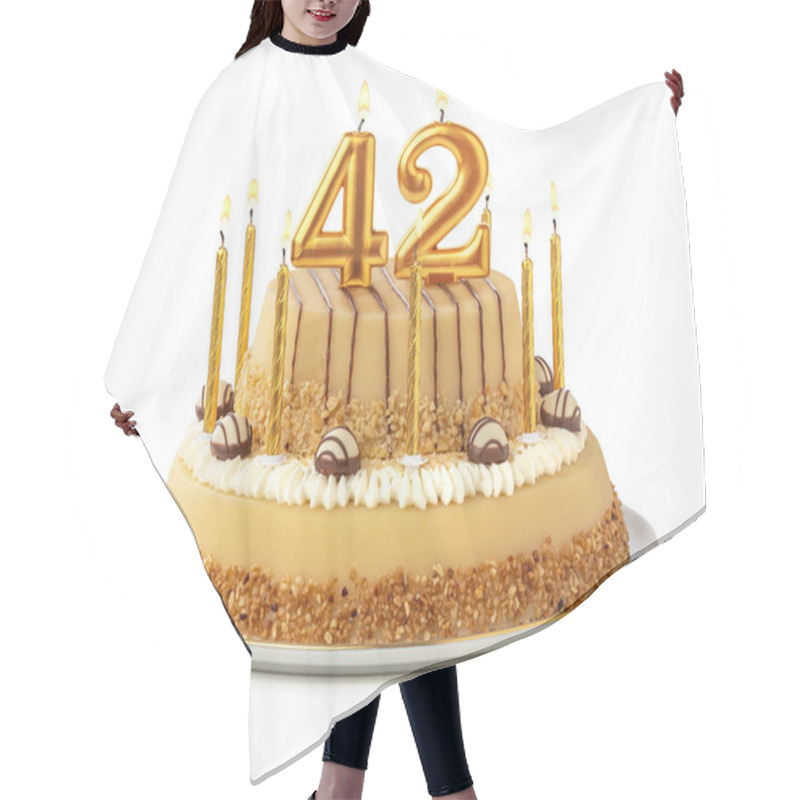 Personality  Festive Cake With Golden Candles - Number 42 Hair Cutting Cape