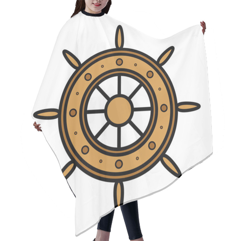 Personality  Old Ship Wheel - Vector Illustration Hair Cutting Cape