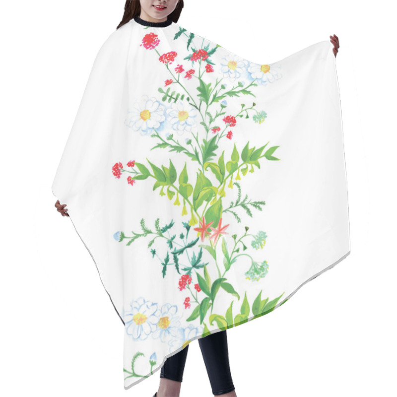 Personality  Summer Meadow Floral Seamless Vertical Vector Band Hair Cutting Cape