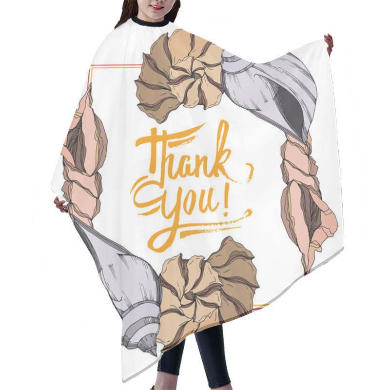 Personality  Vector Summer Beach Seashell Tropical Elements. Black And White  Hair Cutting Cape