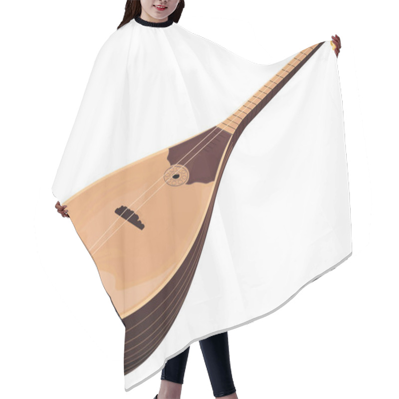 Personality  Vector Illustration Design Of Hand-drawn Wooden Dombra National Kazakh Musical Instrument Isolated On White Background Hair Cutting Cape