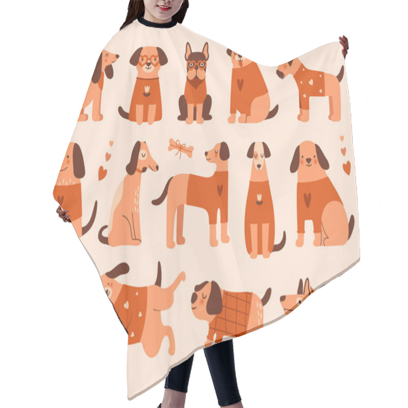 Personality  Big Collection Of Naive Illustrations With Cute Dogs. Set Of Clip Arts With Different Breed Dogs. Kawaii Pets In Various Poses, Sits, Walks, Lying. Cartoon Animal Characters. Funny Cheerful Puppies. Hair Cutting Cape