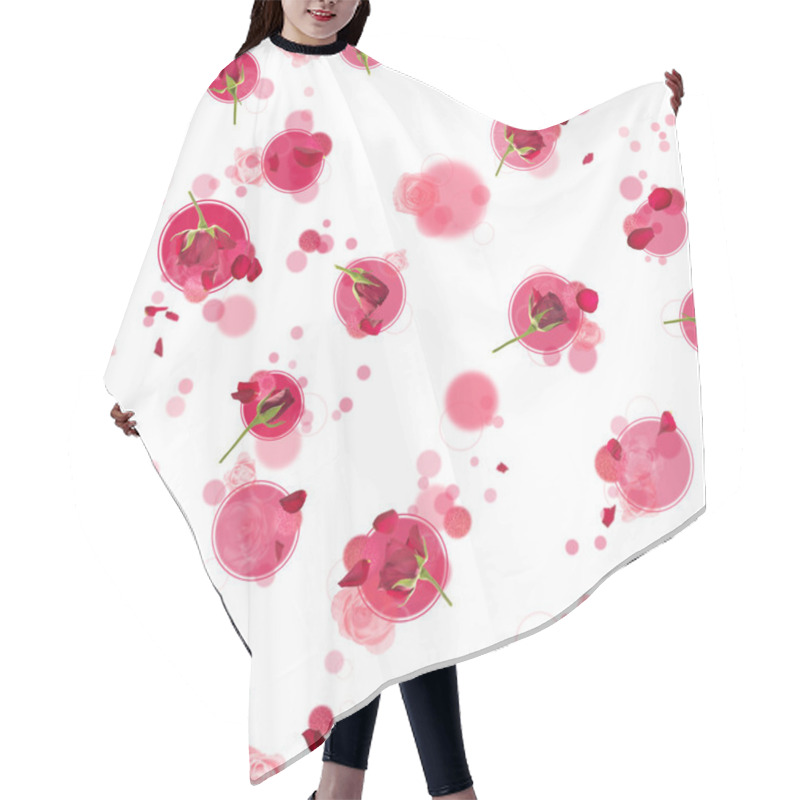 Personality  Seamless Roses And Petals In Red Hair Cutting Cape