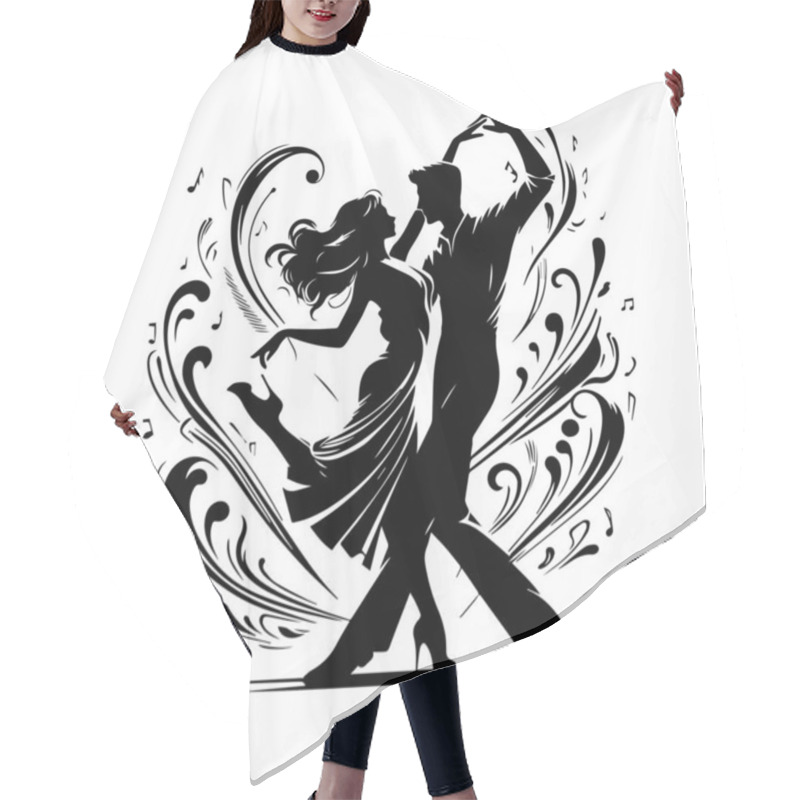 Personality  Timeless Love In Dance: Romantic Couple Dance Silhouette Icon Vector Hair Cutting Cape