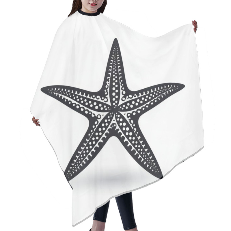 Personality  Stylized Black Starfish Illustration Showcasing Intricate Dot Patterns. Hair Cutting Cape