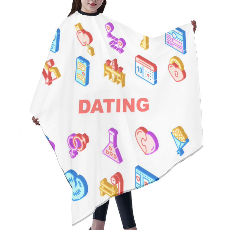 Personality  Dating Love Romantic Collection Icons Set Vector Hair Cutting Cape