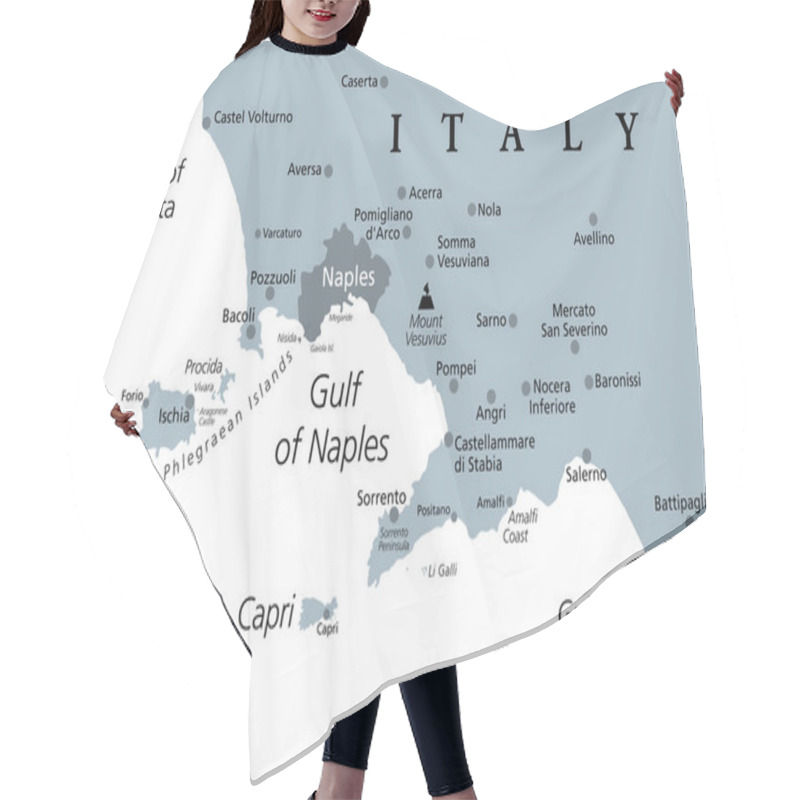 Personality  Gulf Of Naples, Gray Political Map. Bay Of Naples, Located Along South-western Coast Of Italy, Opening To The Tyrrhenian Sea. Campanian Volcanic Arc With Islands Ischia And Capri, And Mount Vesuvius. Hair Cutting Cape