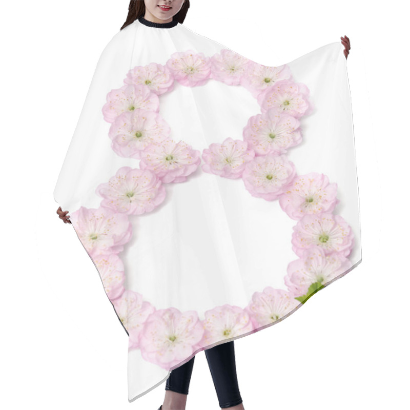 Personality  Pink Flowers In  Shape Of Number Eight On White Background Hair Cutting Cape