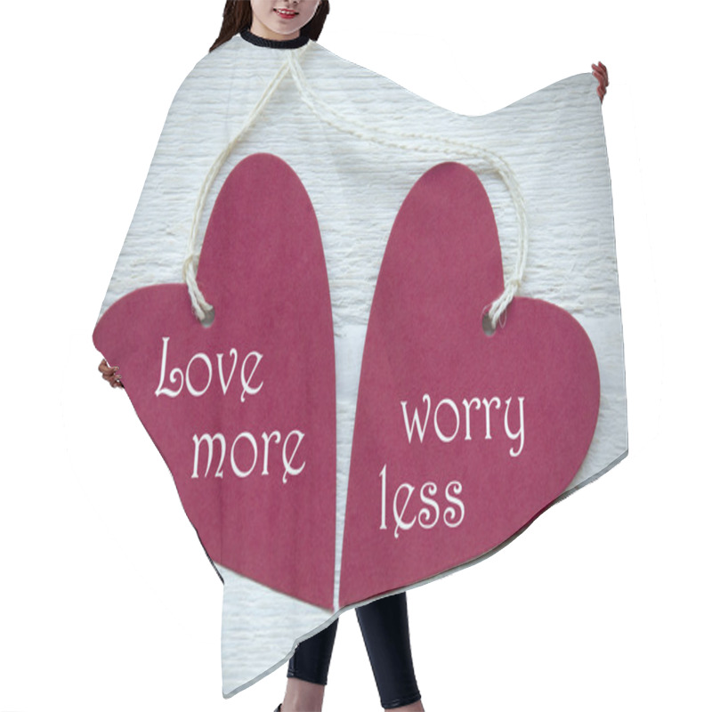 Personality  Two Red Hearts With Love More Worry Less Hair Cutting Cape