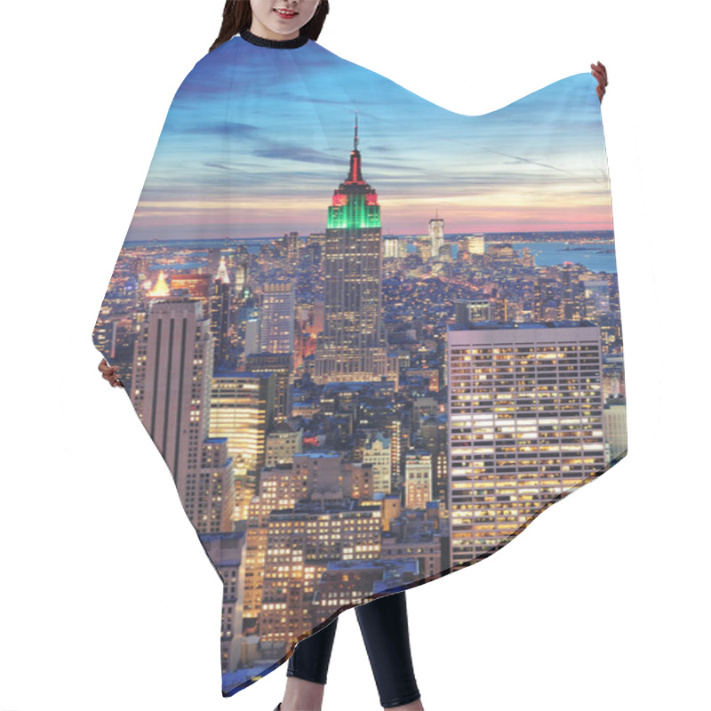 Personality  New York City Manhattan Skyline Aerial View Hair Cutting Cape