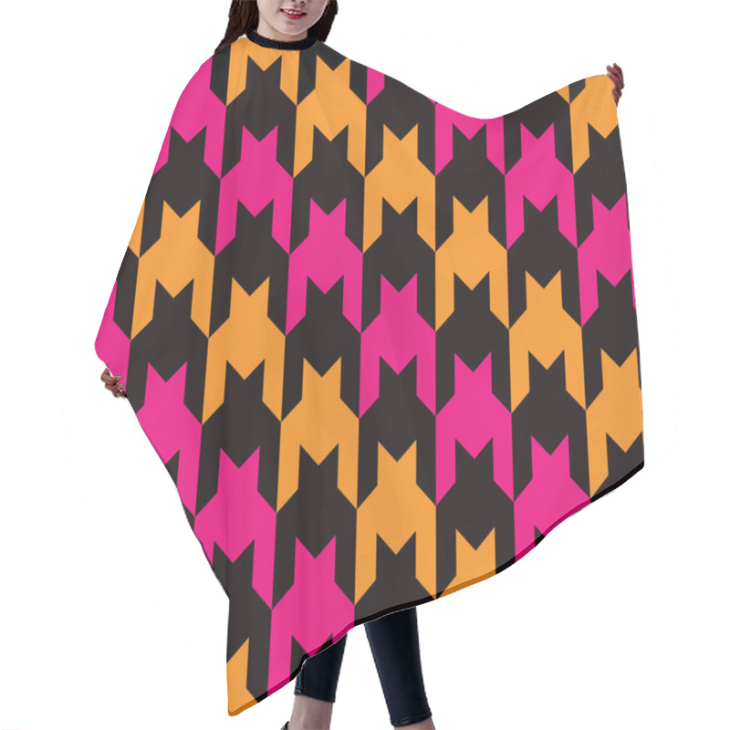 Personality  Diagonal Houndstooth In Pink, Orage And Black Hair Cutting Cape