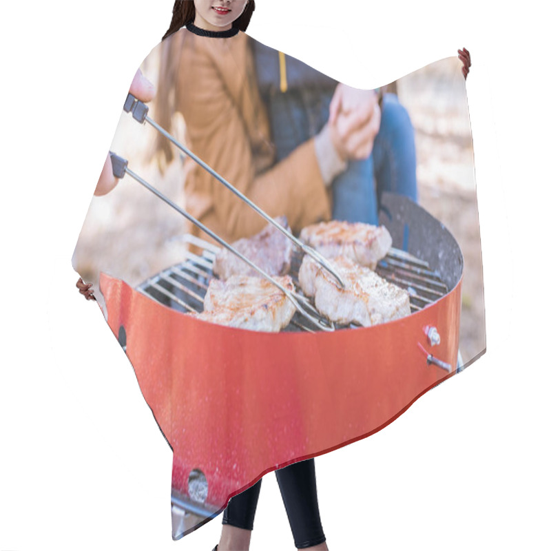 Personality  Grilling Meat On Charcoal Grill  Hair Cutting Cape