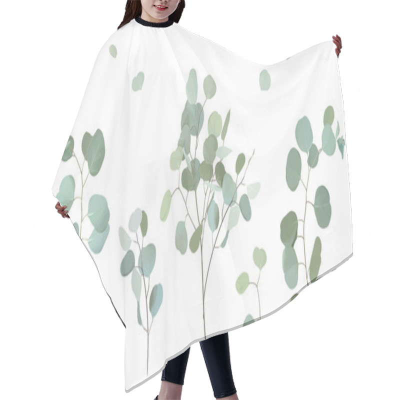 Personality  Silver Dollar Eucalyptus Selection Branches Vector Design Set Hair Cutting Cape