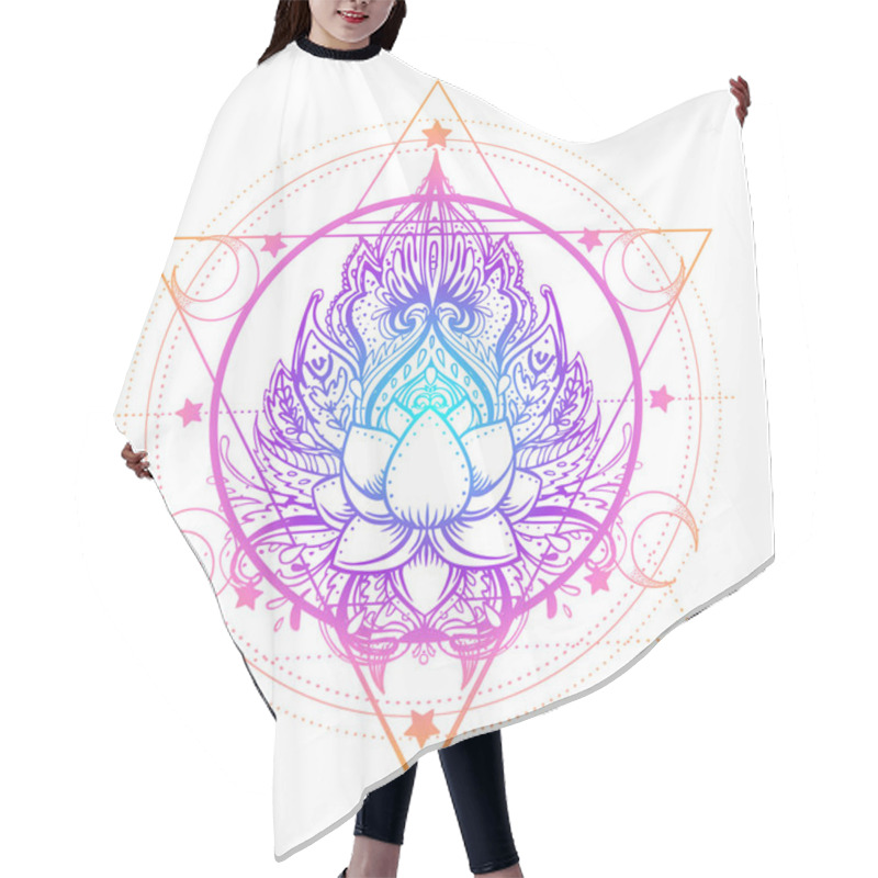 Personality  Sacred Geometry And Boo Symbol Set. Ayurveda Sign Of Harmony And Balance. Tattoo Design, Yoga Logo. Poster, T-shirt. Colorful Gradient Over Black. Astrology, Esoteric, Religion. Hair Cutting Cape