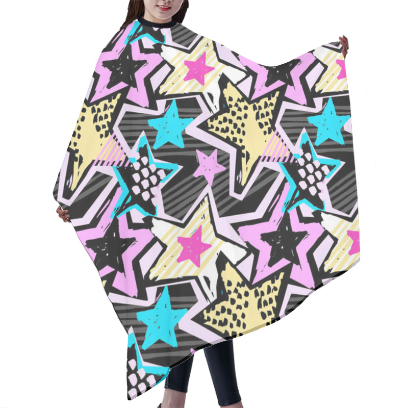 Personality  Star Shapes Graffiti Seamless Hand Craft Expressive Ink Hipster  Hair Cutting Cape