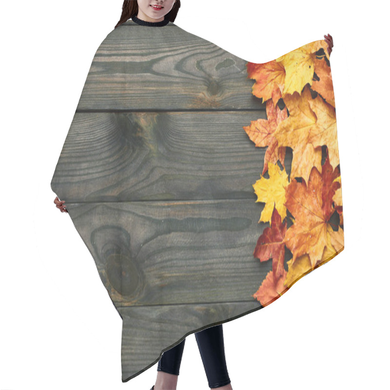 Personality  Wooden Planks With Autumn Leaves  Hair Cutting Cape