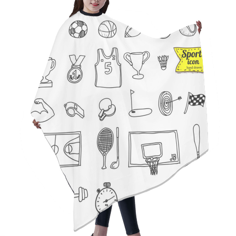 Personality  Doodle Sports. Vector Illustration. Hair Cutting Cape