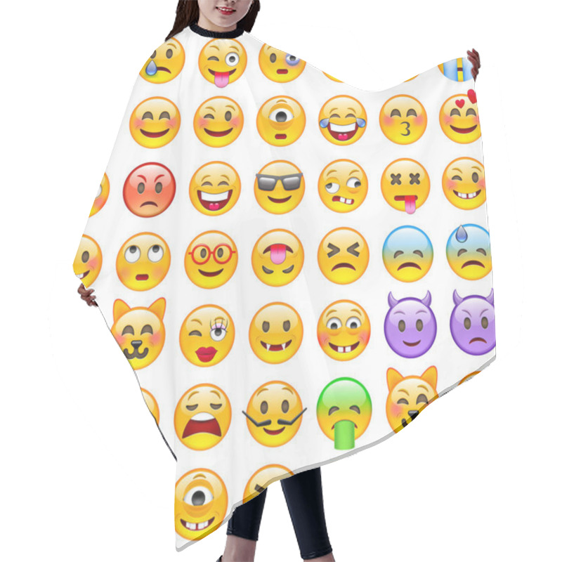 Personality  Set Of Smile Emoticons.   Hair Cutting Cape