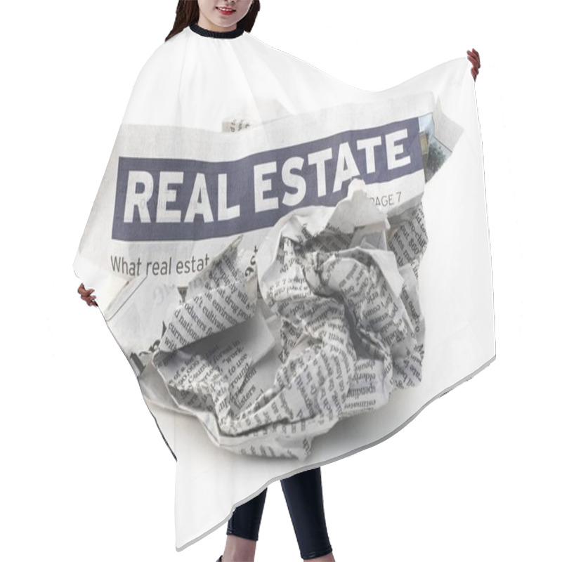 Personality  Collapsed Housing Market. Real Estate Collapse Newspaper. Hair Cutting Cape