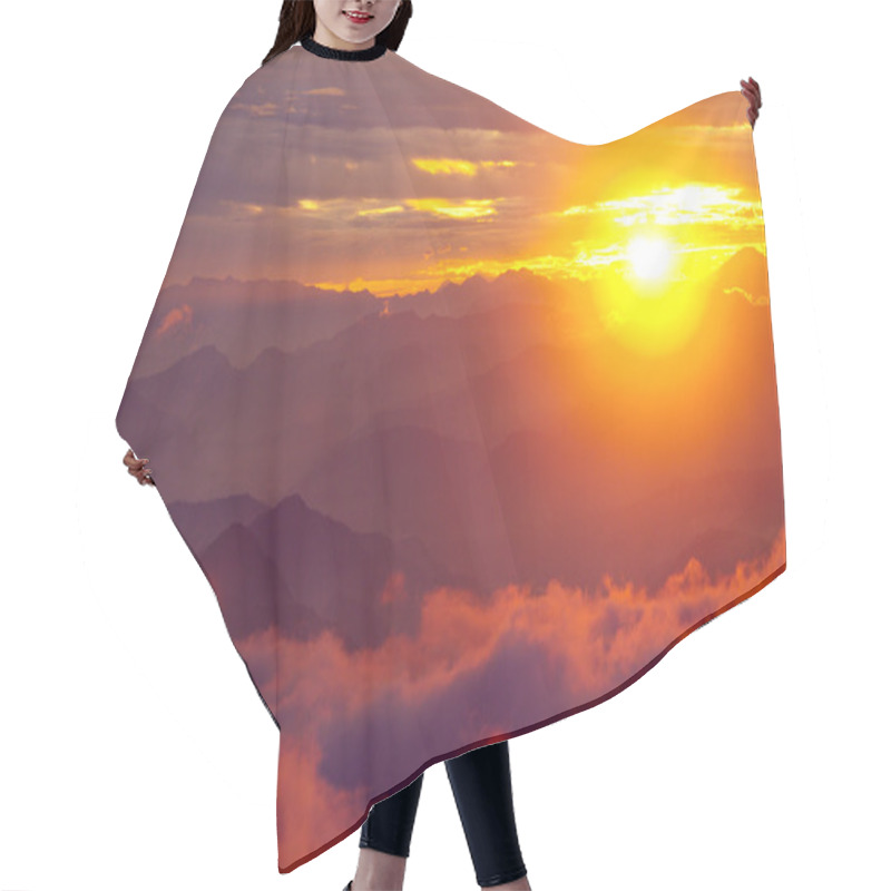 Personality  Red Sunset Himalayas Mountain Nepal Hair Cutting Cape