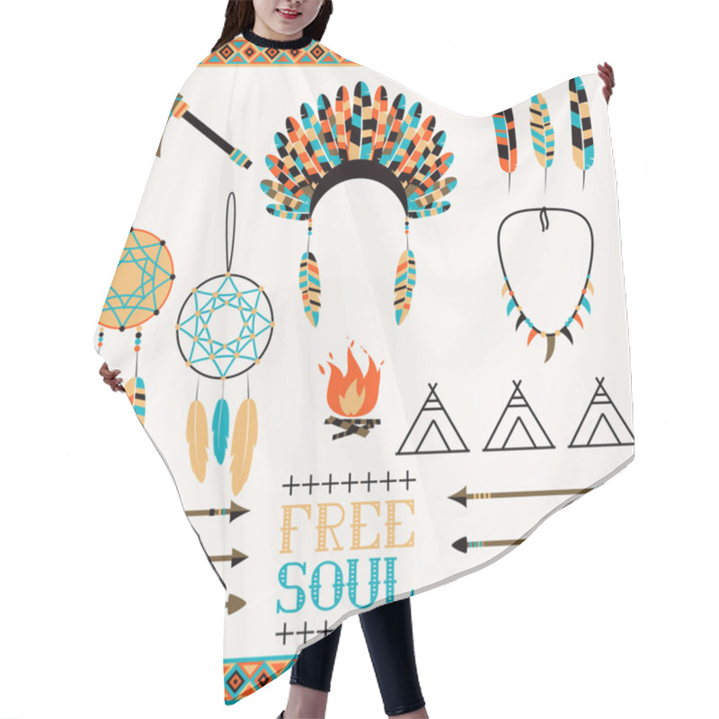 Personality  Arrows, Indian Elements, Aztec Borders Hair Cutting Cape