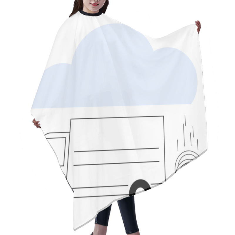 Personality  Delivery Truck Carrying Blue Coins With Dollar Signs Under A Cloud. Ideal For E-commerce, Finance, Logistics, Cloud Storage, Digital Transactions, Online Payments, And Financial Technology Themes Hair Cutting Cape