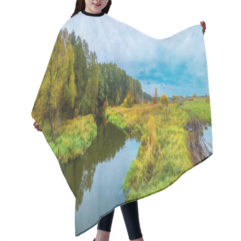 Personality  Landscape With Forest Lake In Autumn. Panorama Hair Cutting Cape