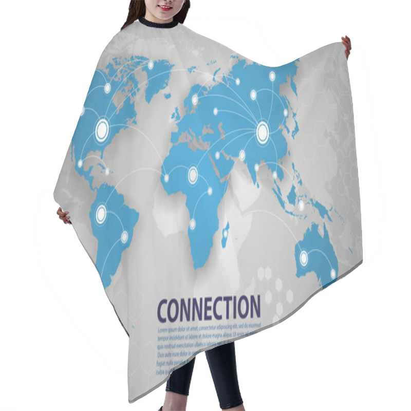 Personality  Vector World Map Connection Hair Cutting Cape