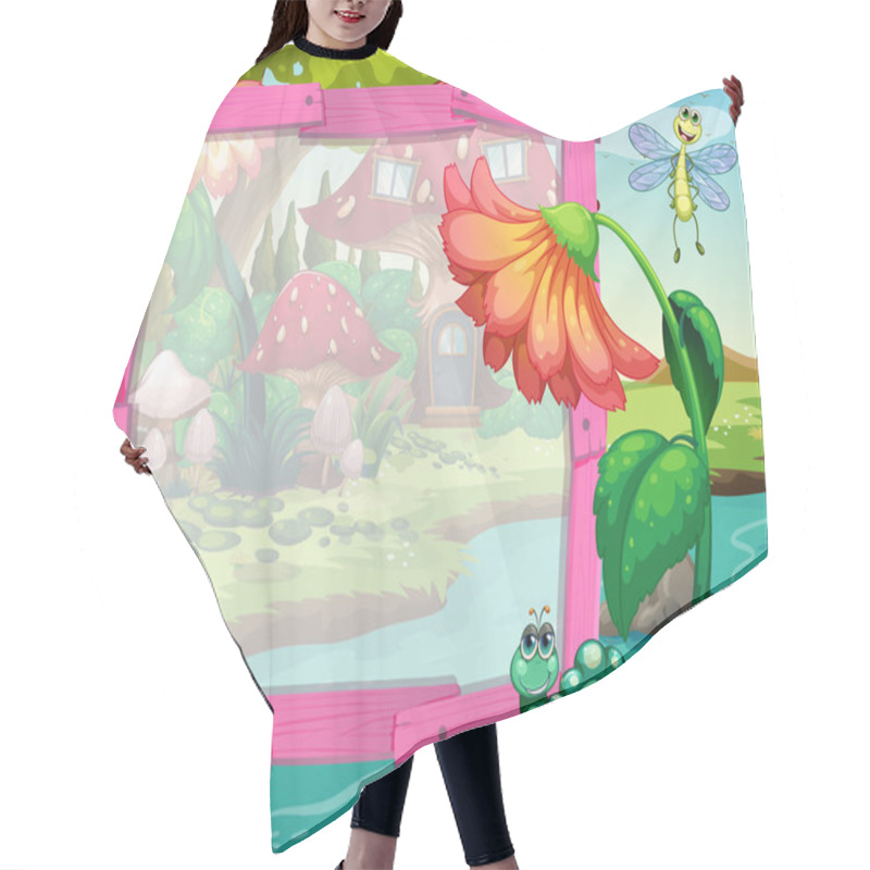 Personality  Border Design With River Scene Hair Cutting Cape