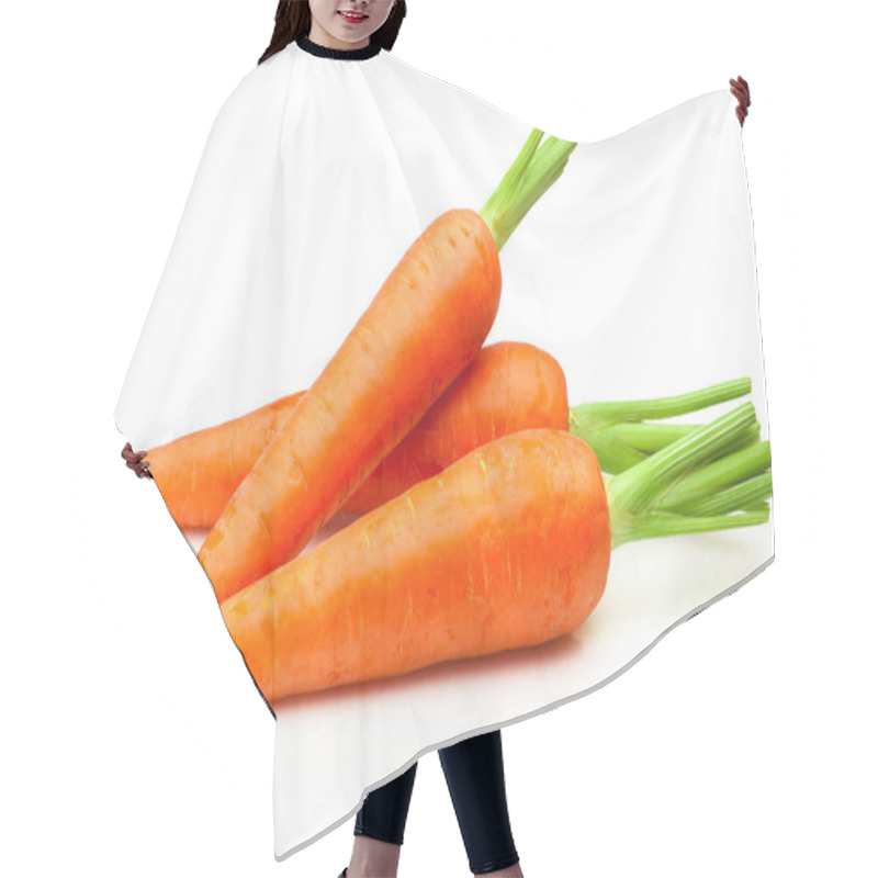 Personality  Three Carrot Vegetables Isolated On A White Background Hair Cutting Cape