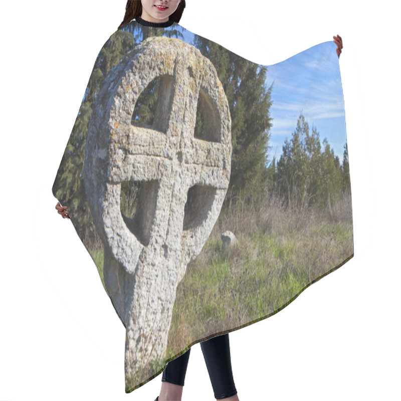 Personality  Medieval Cemetery With Celtic Crosses In Europe Hair Cutting Cape