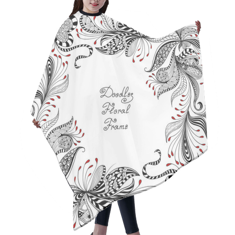 Personality  Vector Red, Black And White Floral Pattern Hair Cutting Cape