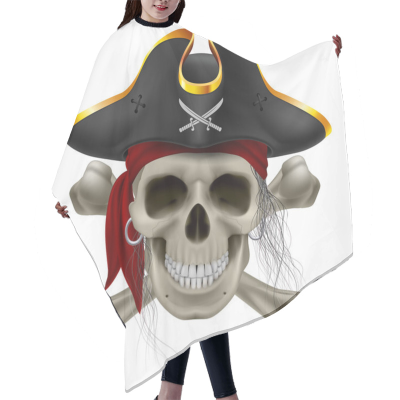 Personality  Pirate Skull In Red Bandana And Cocked Hat Hair Cutting Cape