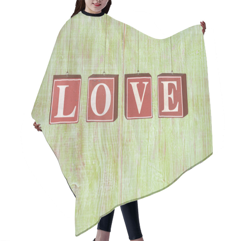 Personality  Wood Blocks Formimg Word LOVE Hair Cutting Cape