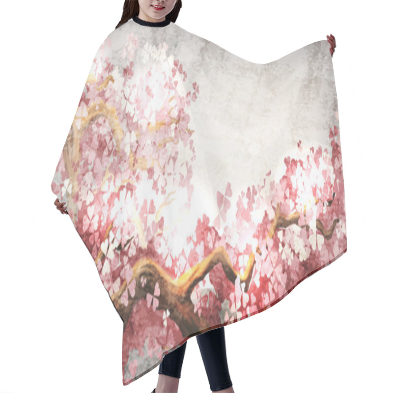 Personality  Sakura Branch Blooming Hair Cutting Cape