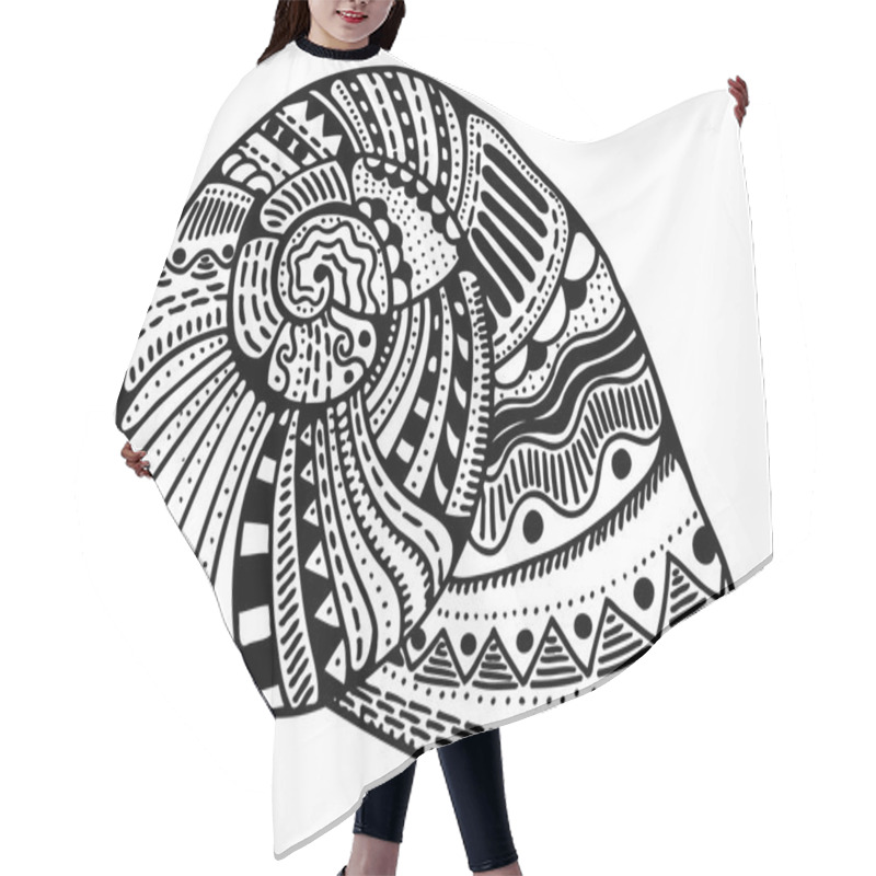 Personality  Zentangle Stylized Shell Hair Cutting Cape