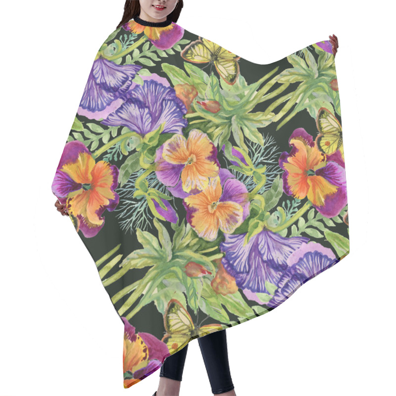 Personality  Pansies With Butterflies Hair Cutting Cape