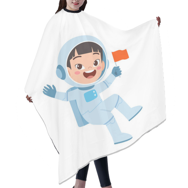 Personality  Little Kid Wear Astronaut Costume And Feel Happy Hair Cutting Cape