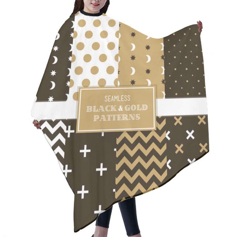 Personality  Seamless Black And Gold Patterns Hair Cutting Cape