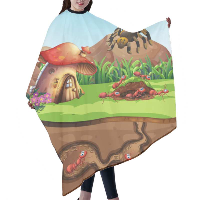 Personality  Landscape Design With Ants Underground Hair Cutting Cape