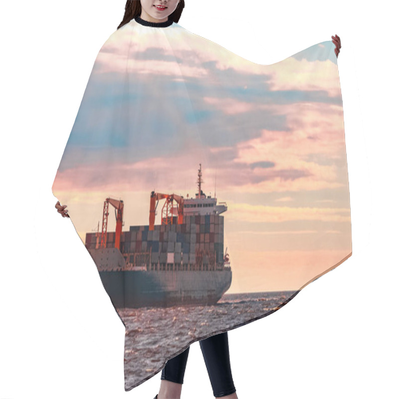 Personality  Blue Container Ship Underway Hair Cutting Cape