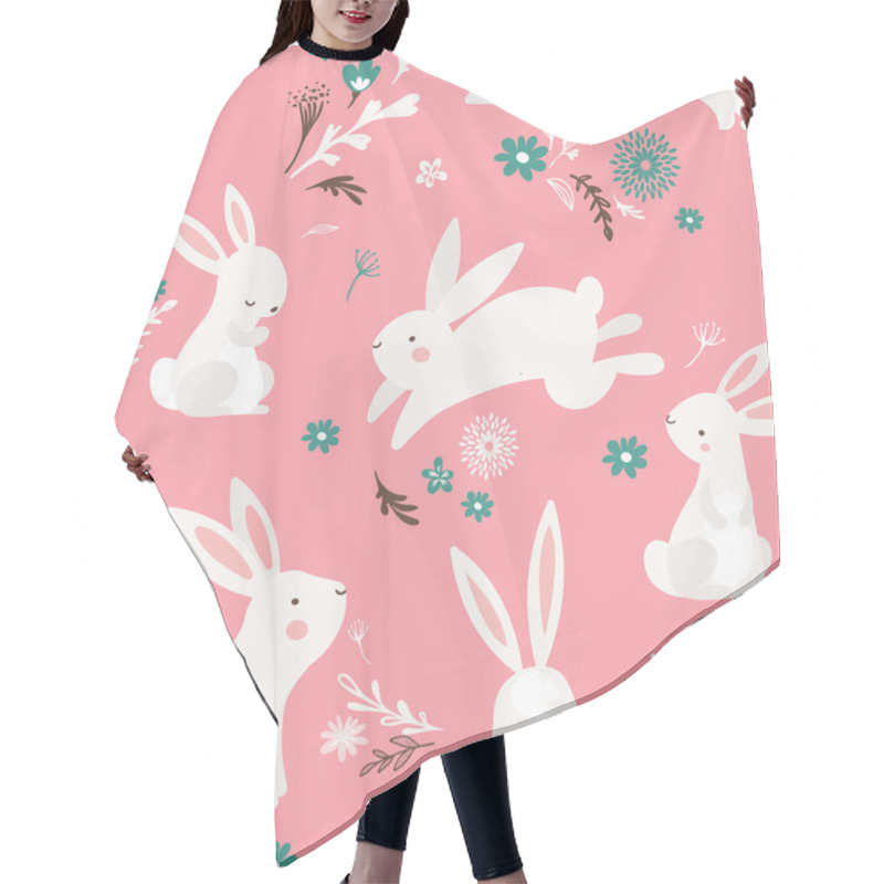 Personality  Easter Seamless Pattern Design With Bunnies Hair Cutting Cape