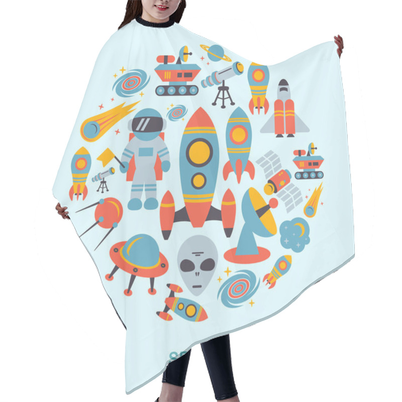 Personality  Space Icons Flat Hair Cutting Cape