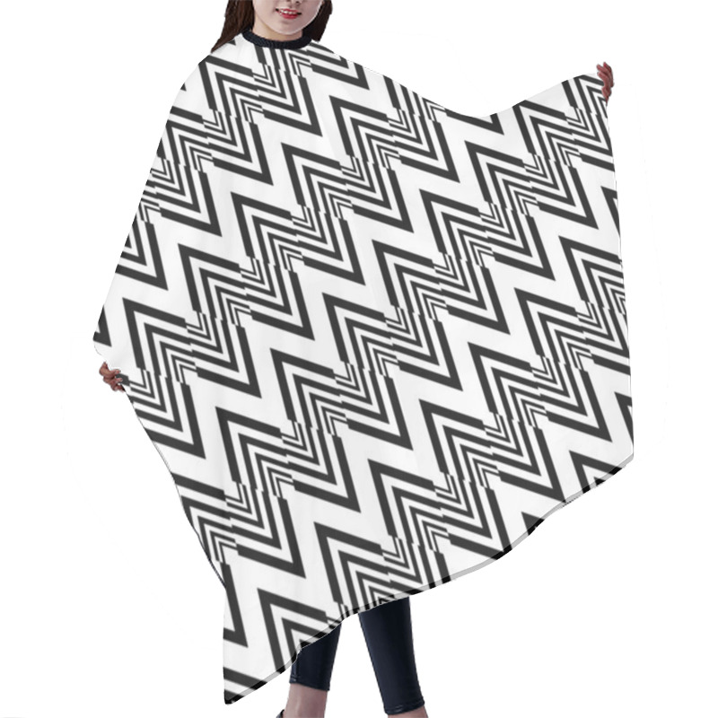 Personality  Design Seamless Monochrome Zigzag Geometric Pattern Hair Cutting Cape