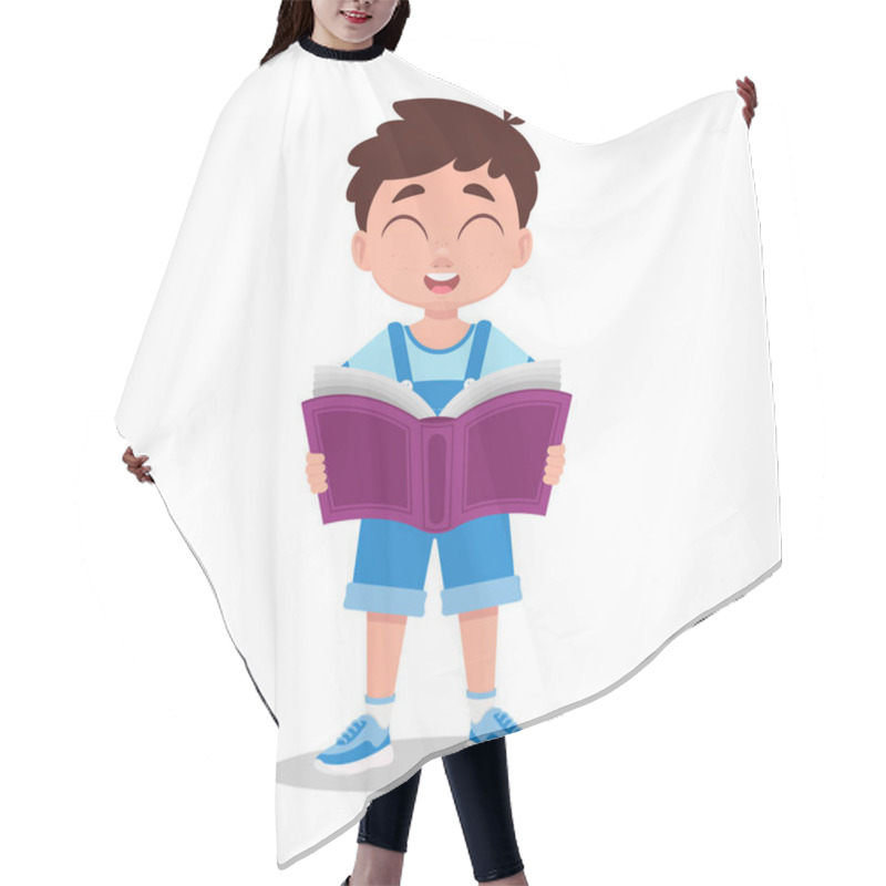 Personality  Cute Boy Reading A Book With Pleasure Hair Cutting Cape