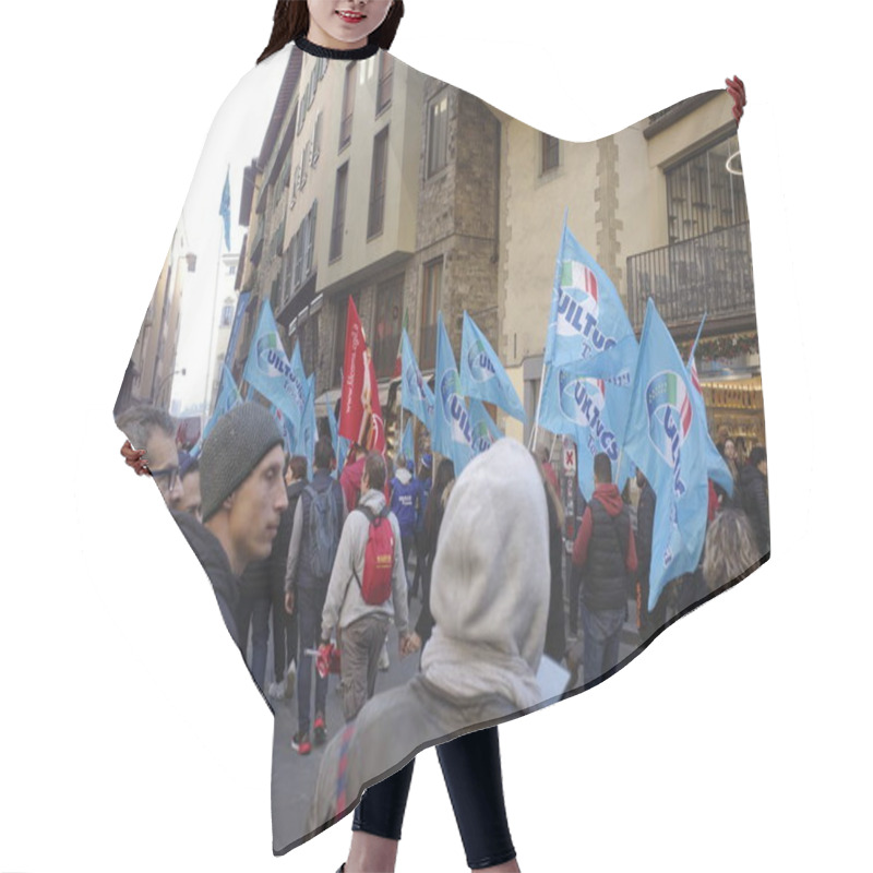 Personality  Demonstration For Social Rights In A Street Of Italy Hair Cutting Cape