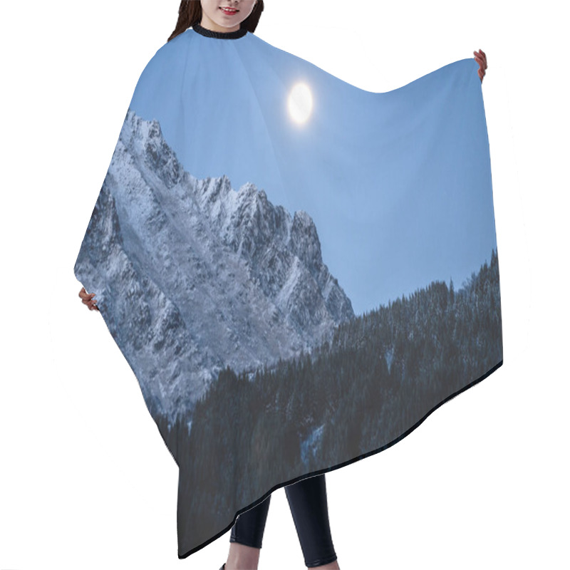 Personality  The Stunning View Features Snowcapped Mountains Illuminated By A Full Moon Against A Clear Night Sky Hair Cutting Cape