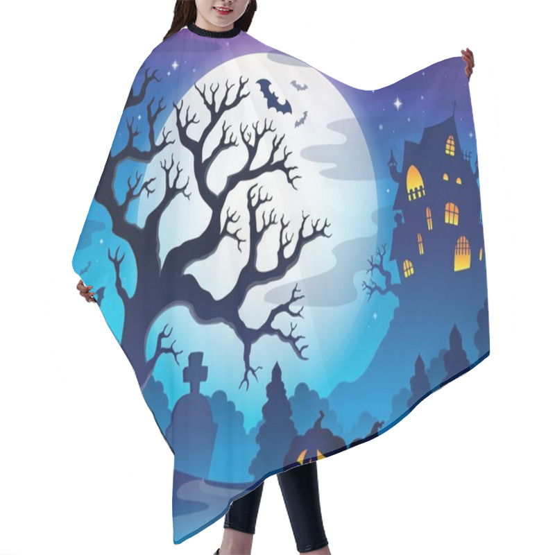 Personality  Spooky Tree Theme Image 3 Hair Cutting Cape