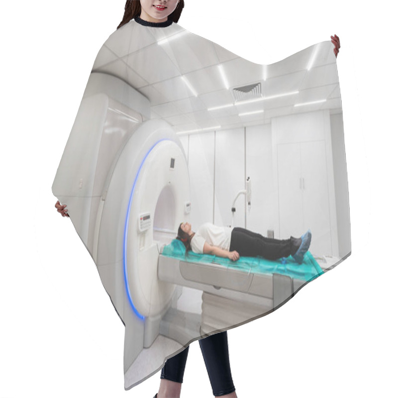 Personality  Medical CT Or MRI Scan In The Modern Hospital Laboratory. Interior Of Radiography Department. Technologically Advanced Equipment In White Room. Magnetic Resonance Diagnostics Machine. Hair Cutting Cape