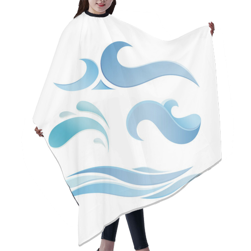 Personality  Set Of Blue Sea Waves Hair Cutting Cape